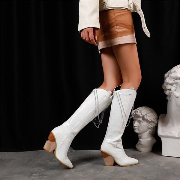 dress shoes 2021 pointed high cylinder knight boots metal chain thick heels, Black
dress shoes 2021 pointed high cylinder knight boots metal chain thick heels, Black