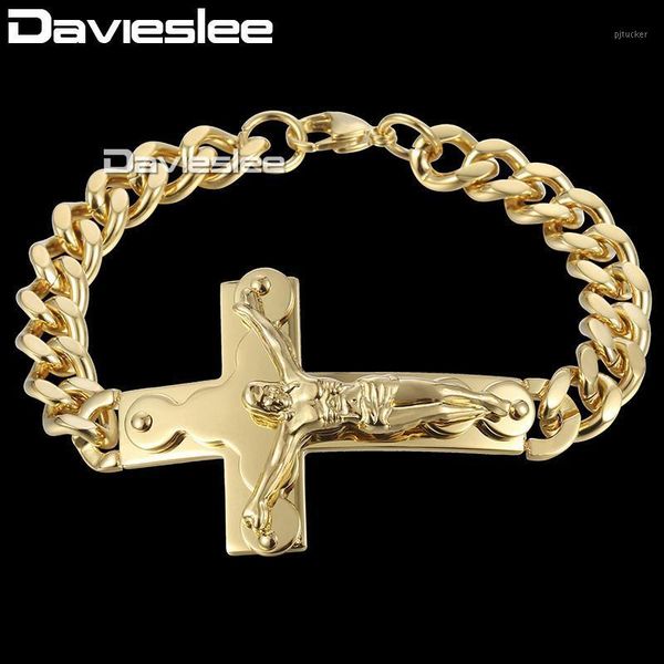 link, chain cross charm mens bracelet crucifix jesus christ curb cuban link stainless steel gold bracelets for men 20.5cm dkb5471, Black
link, chain cross charm mens bracelet crucifix jesus christ curb cuban link stainless steel gold bracelets for men 20.5cm dkb5471, Black