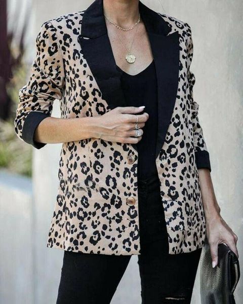 women autumn leopard black patchwork long sleeve notched collar slim business suits blazer casual outwear women's & blazers, White;black
women autumn leopard black patchwork long sleeve notched collar slim business suits blazer casual outwear women's & blazers, White;black