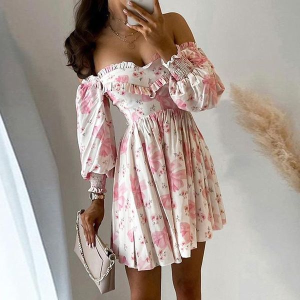 casual dresses women summer off shoulder floral print dress elegant long sleeve ruffles female slim backless pleated mini 2021, Black;gray
casual dresses women summer off shoulder floral print dress elegant long sleeve ruffles female slim backless pleated mini 2021, Black;gray