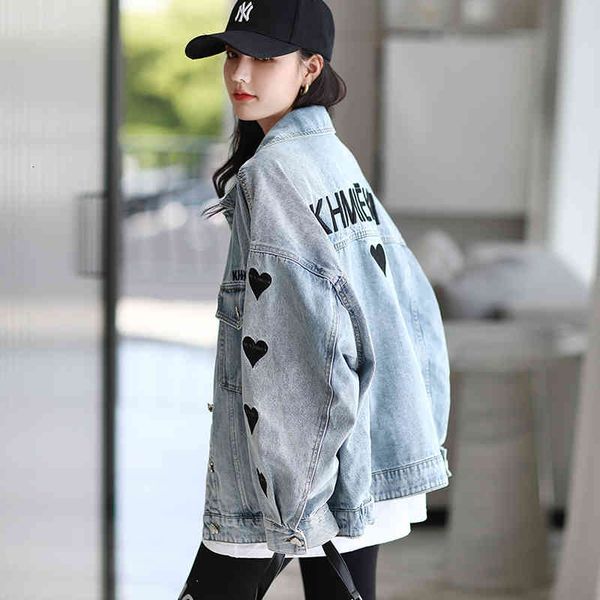 women's jackets spring and autumn light blue retro style jacket love embroidered niche denim feminine 936v, Black;brown
women's jackets spring and autumn light blue retro style jacket love embroidered niche denim feminine 936v, Black;brown