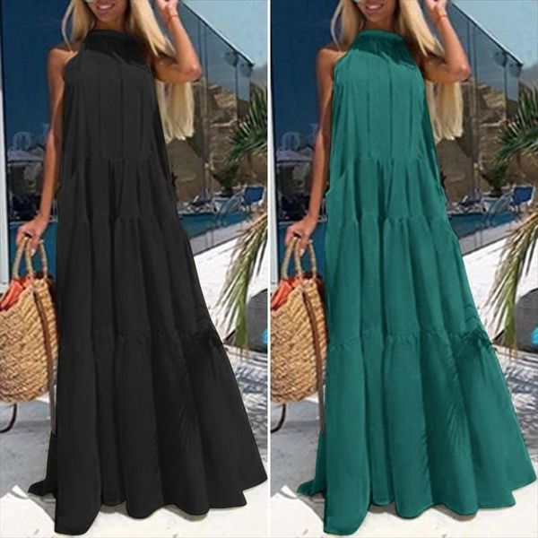 summer solid sundress fashion sleeveless womens dress bohemian casual beach party long vestidos female robe s, Black;gray
summer solid sundress fashion sleeveless womens dress bohemian casual beach party long vestidos female robe s, Black;gray