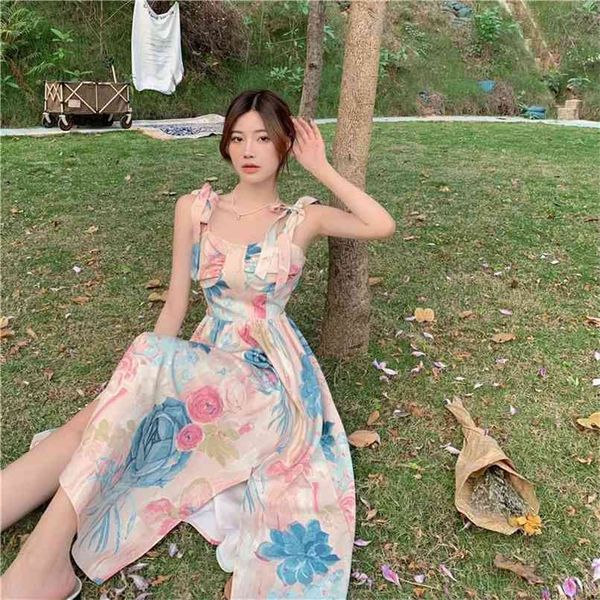 french retro floral waist slimming mid-length suspender dress female summer and korean fashion women's clothing 210520, Black;gray
french retro floral waist slimming mid-length suspender dress female summer and korean fashion women's clothing 210520, Black;gray