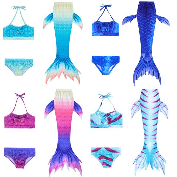 three 2021 new mermaid piece children's girls bikini swimsuit, White;black