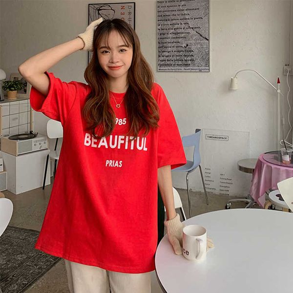 women's t-shirt letter print summer t-shirts women o-neck korean loose cotton shirts vintage red white short sleeve casual pu
women's t-shirt letter print summer t-shirts women o-neck korean loose cotton shirts vintage red white short sleeve casual pu