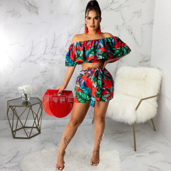 women's tracksuits set summer leaves print ruffles pleated crop and high waist beach short vintage off the shoulder two piece outfits, Gray
women's tracksuits set summer leaves print ruffles pleated crop and high waist beach short vintage off the shoulder two piece outfits, Gray