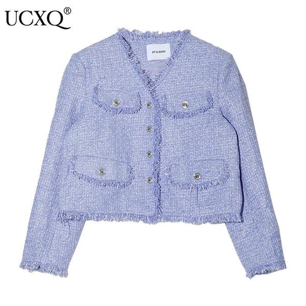 women's wool & blends ucxq woman tweed jacket tassel solid pockets v collar single breasted long sleeve french casual style 2021 autumn, Black
women's wool & blends ucxq woman tweed jacket tassel solid pockets v collar single breasted long sleeve french casual style 2021 autumn, Black