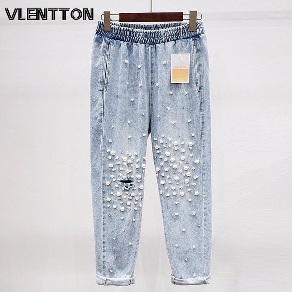 women's pants & capris 2021 spring summer chic pearls diamond denim harem women hole casual loose elastic waist jeans female pantalon f, Black;white
women's pants & capris 2021 spring summer chic pearls diamond denim harem women hole casual loose elastic waist jeans female pantalon f, Black;white