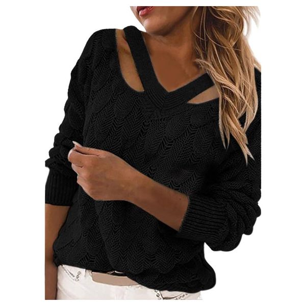 women's sweaters 40# hollow out pullover sweater women solid color vintage pull femme v neck long sleeve streetwear female jumpers top, White;black
women's sweaters 40# hollow out pullover sweater women solid color vintage pull femme v neck long sleeve streetwear female jumpers top, White;black