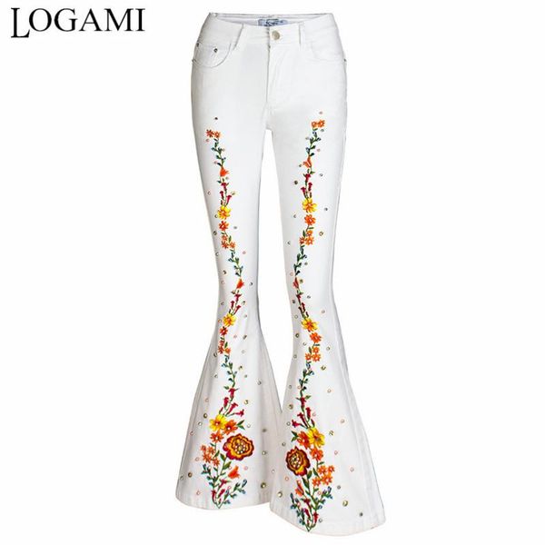 women's jeans logami white floral embroidery woman flare pants plus size women 4xl ladies, Blue
women's jeans logami white floral embroidery woman flare pants plus size women 4xl ladies, Blue
