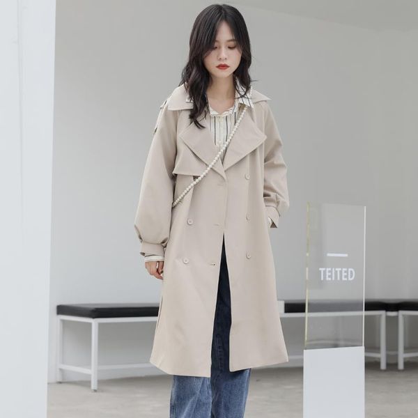 women's trench coats in the autumn high-end khaki windbreaker accept waist long british wind leisure coat to send bags, Tan;black
women's trench coats in the autumn high-end khaki windbreaker accept waist long british wind leisure coat to send bags, Tan;black