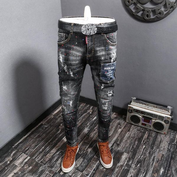 men's american streetwear fashion men retro gray elastic slim fit ripped jeans painted designer hip hop denim long pants hombre1 gbda, Blue
men's american streetwear fashion men retro gray elastic slim fit ripped jeans painted designer hip hop denim long pants hombre1 gbda, Blue