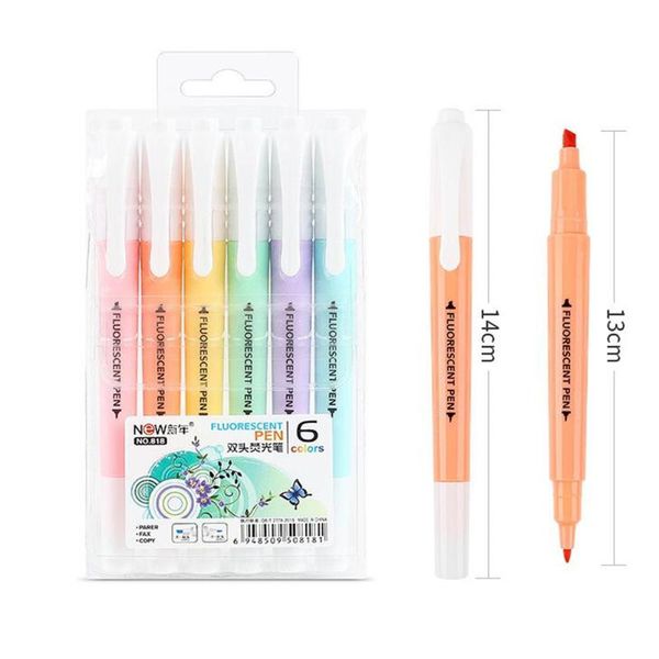 highlighters 6pcs/set double head fluorescent highlighter pen markers pastel drawing for student school office supplies cute stationery, Black;red
highlighters 6pcs/set double head fluorescent highlighter pen markers pastel drawing for student school office supplies cute stationery, Black;red
