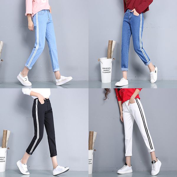 women's jeans plus size fashion high waist women loose harem pants stripe spliced black white denim classic pencil 9rin, Blue
women's jeans plus size fashion high waist women loose harem pants stripe spliced black white denim classic pencil 9rin, Blue