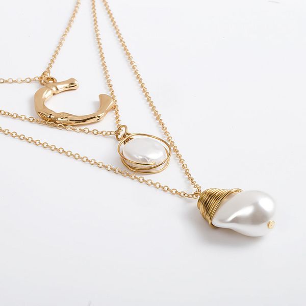 simple baroque pearl women necklace personality fashion letter pendant solid color brass necklaces bohemian style lady party jewelry, Silver
simple baroque pearl women necklace personality fashion letter pendant solid color brass necklaces bohemian style lady party jewelry, Silver