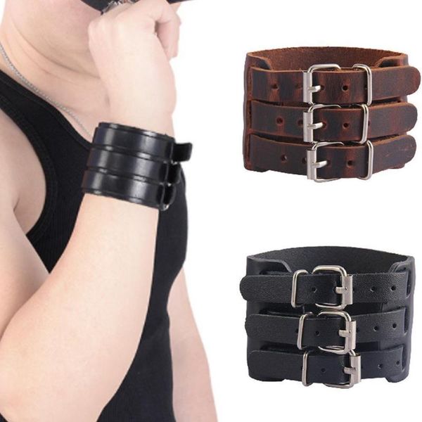 link, chain bracelet cowhide simple jewelry wide leather punk europe and america exaggerated men, Black
link, chain bracelet cowhide simple jewelry wide leather punk europe and america exaggerated men, Black