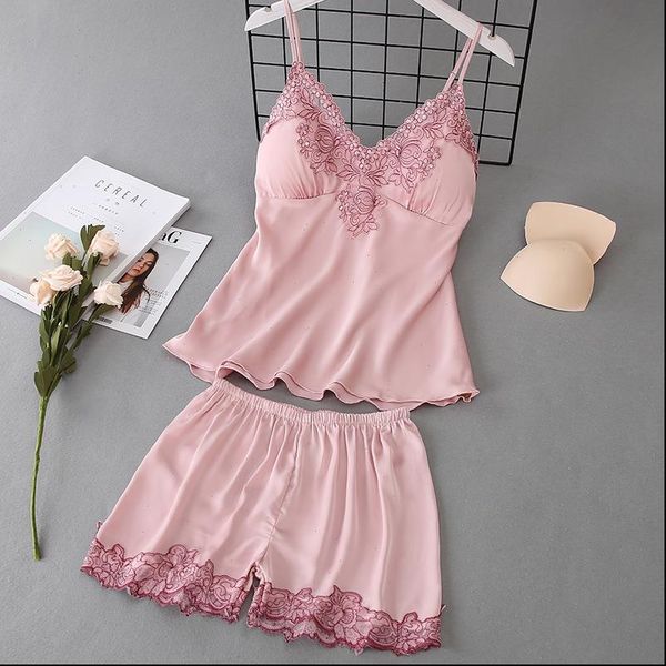 summer pajamas sets with shorts women sleepwear silk homewear satin pijama sleeveless pyjamas thin chest pads, Black;red
summer pajamas sets with shorts women sleepwear silk homewear satin pijama sleeveless pyjamas thin chest pads, Black;red