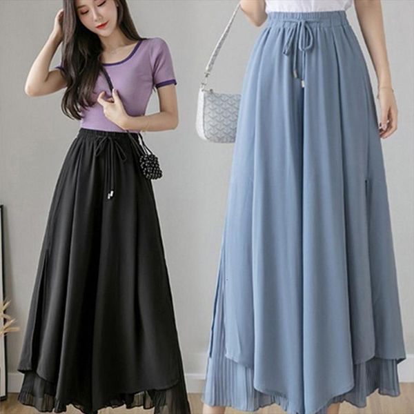 loose divided pantskirt pure color women skirt wide legged summer long tulle high waist elastic fashion party street, Black
loose divided pantskirt pure color women skirt wide legged summer long tulle high waist elastic fashion party street, Black