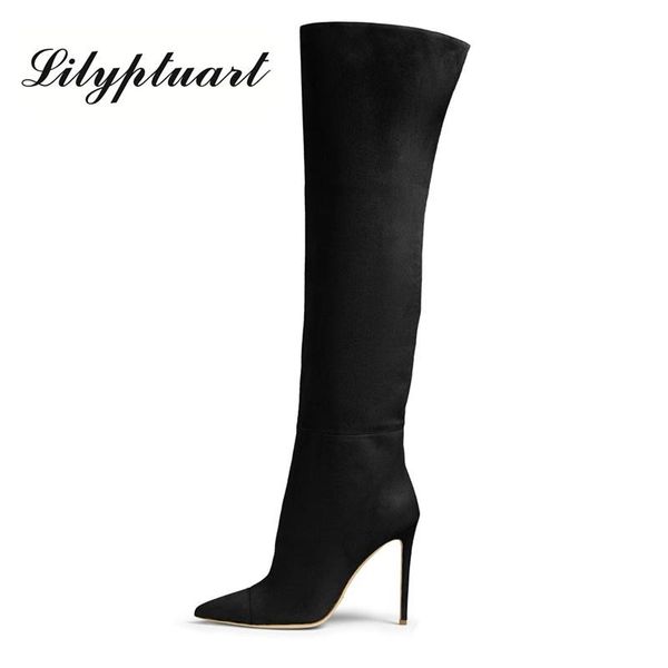 european and american style booties pointed super high heel riding boots fine heels simple large size women, Black
european and american style booties pointed super high heel riding boots fine heels simple large size women, Black