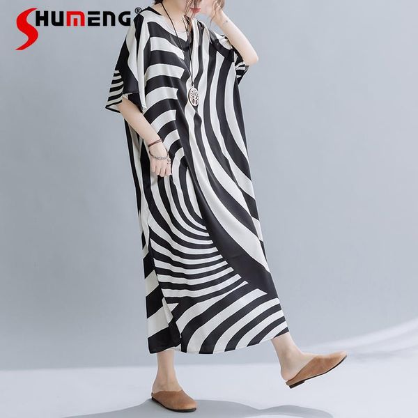 casual dresses temperament plus size loose o neck striped long summer ladies pregnancy printed dress robe clothes woman 2021, Black;gray
casual dresses temperament plus size loose o neck striped long summer ladies pregnancy printed dress robe clothes woman 2021, Black;gray