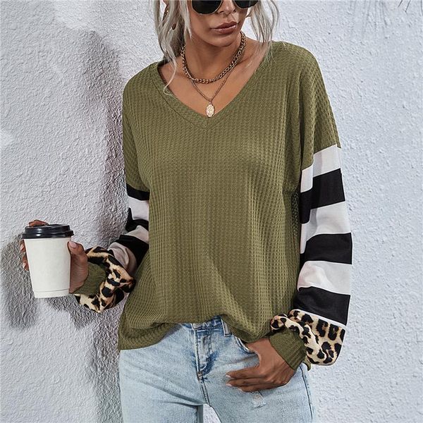 women's t-shirt autumn stripe t shirt women leopard patchwork casual v neck long sleeves pullover streetwear ladies loose, White
women's t-shirt autumn stripe t shirt women leopard patchwork casual v neck long sleeves pullover streetwear ladies loose, White