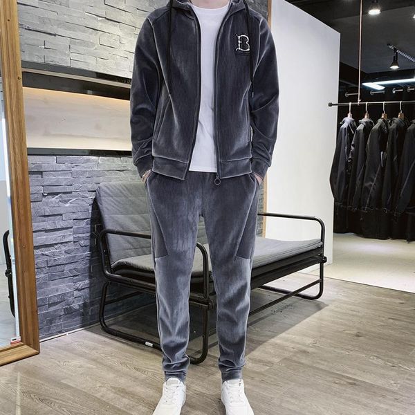 men's tracksuits sports suit autumn and winter gold velvet sportswear casual long-sleeved hooded cardigan, Gray
men's tracksuits sports suit autumn and winter gold velvet sportswear casual long-sleeved hooded cardigan, Gray