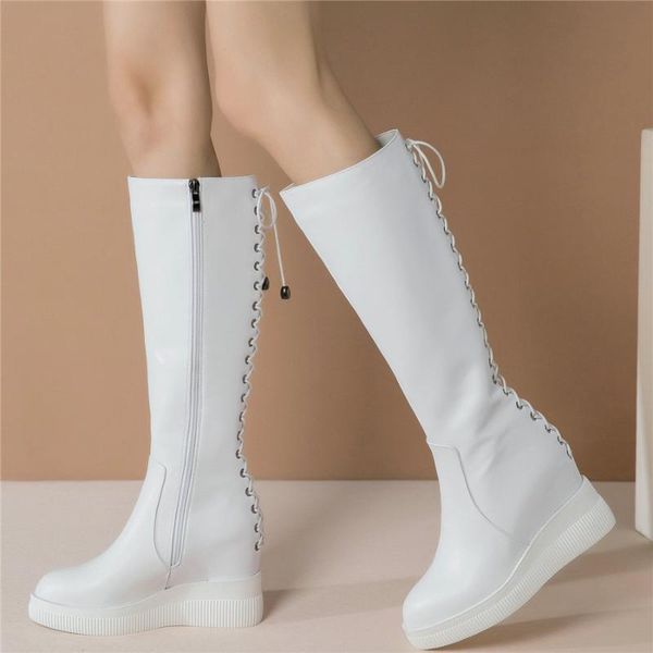 boots thigh high sneakers women genuine leather heel knee military female back lace up round toe platform pumps shoes, Black
boots thigh high sneakers women genuine leather heel knee military female back lace up round toe platform pumps shoes, Black