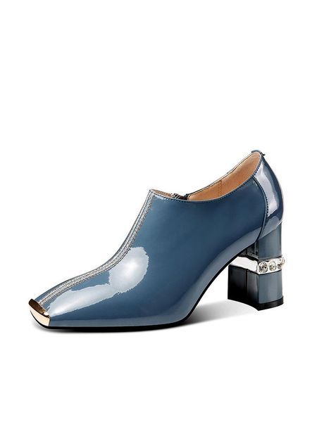dress shoes women's with beautiful rhinestones and metal-decorated deep patent leather square head plus size women high heels, Black
dress shoes women's with beautiful rhinestones and metal-decorated deep patent leather square head plus size women high heels, Black
