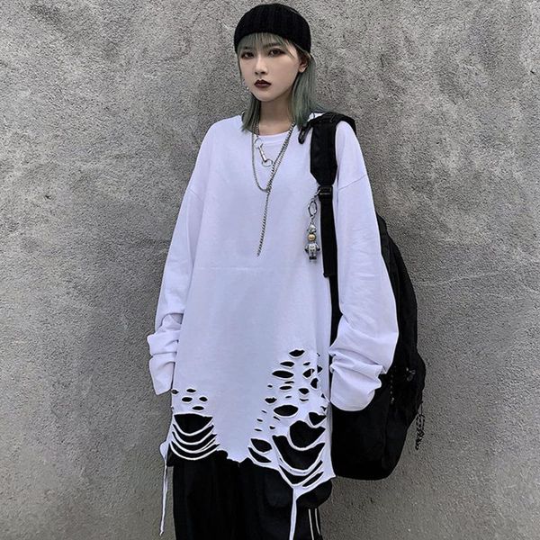 men's t-shirts spring summer korean retro men tshirt ripped hole long sleeve dark bf style oversized woman hip hop punk harajuku street, White;black
men's t-shirts spring summer korean retro men tshirt ripped hole long sleeve dark bf style oversized woman hip hop punk harajuku street, White;black