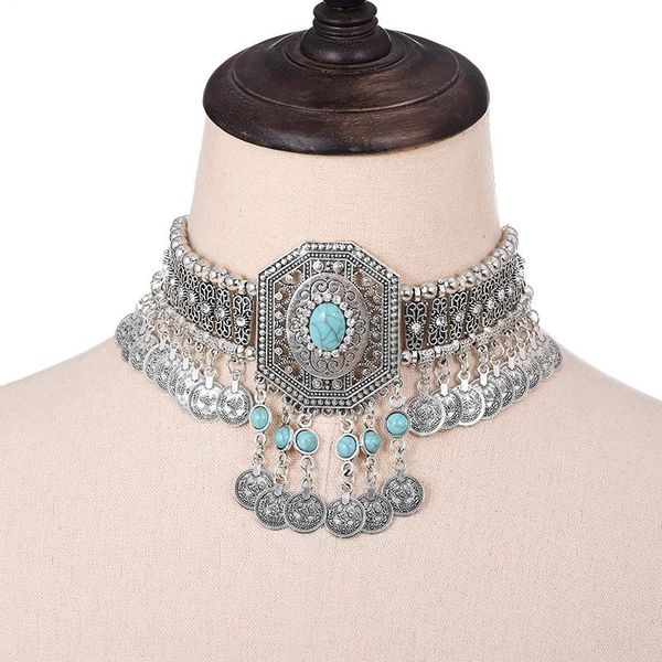 chokers ethnic statement collar necklace for women choker bohemian vintage hollow geometric crystal rhinestone beads coin tassel jewelry, Golden;silver
chokers ethnic statement collar necklace for women choker bohemian vintage hollow geometric crystal rhinestone beads coin tassel jewelry, Golden;silver