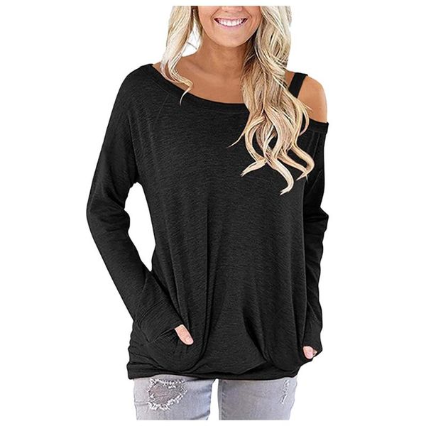 women's blouses & shirts feitong blouse 2021 solid sloping shoulder strapless long sleeve pocket pullover women shirt, White
women's blouses & shirts feitong blouse 2021 solid sloping shoulder strapless long sleeve pocket pullover women shirt, White