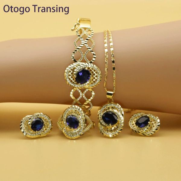 earrings & necklace otogo transing 2021 round blue cubic zirconia gold color jewelry sets for women earring pendant ring bracelet set211, Silver
earrings & necklace otogo transing 2021 round blue cubic zirconia gold color jewelry sets for women earring pendant ring bracelet set211, Silver