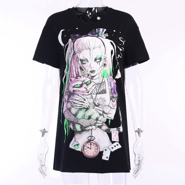 insdoit printed women t-shirt gothic harajuku short sleeve loose black t shirt streetwear punk casual cotton summer, White
insdoit printed women t-shirt gothic harajuku short sleeve loose black t shirt streetwear punk casual cotton summer, White