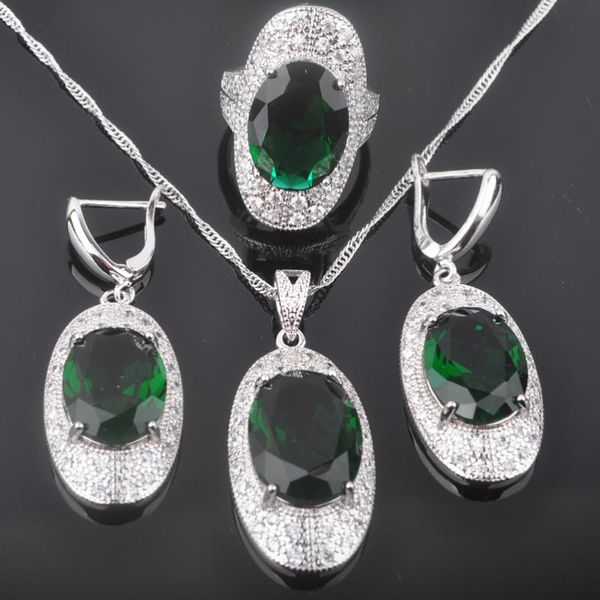 earrings & necklace dubai style green crystal women's wedding silver color jewelry sets earring and pendant rings qz0300
earrings & necklace dubai style green crystal women's wedding silver color jewelry sets earring and pendant rings qz0300