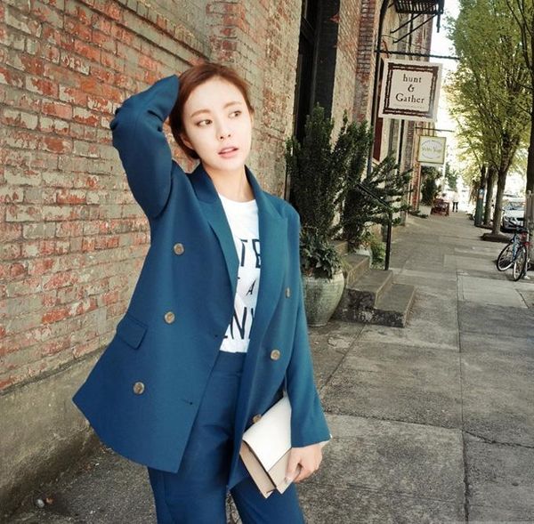 women's suits & blazers 2021 spring fashion leisure korean simple double breasted two piece sets loose women all match lovely suit ly35, White;black
women's suits & blazers 2021 spring fashion leisure korean simple double breasted two piece sets loose women all match lovely suit ly35, White;black