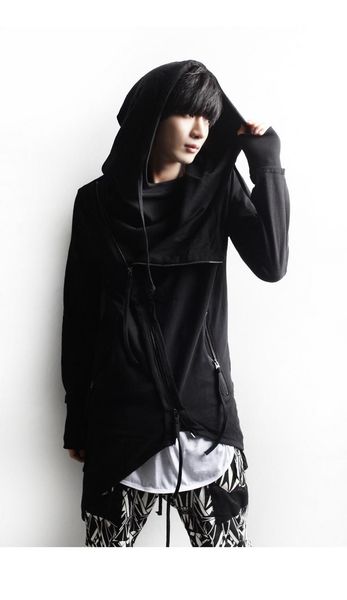 foreign trade men's asymmetric pleated jacket coat slant zipper hooded korean slim fit jackets, Black;brown
foreign trade men's asymmetric pleated jacket coat slant zipper hooded korean slim fit jackets, Black;brown