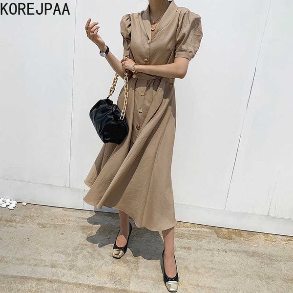 korejpaa women dress summer korean chic minimalist temperament lapel metal single-breasted lace-up puff sleeve vestidos 210526, Black;gray
korejpaa women dress summer korean chic minimalist temperament lapel metal single-breasted lace-up puff sleeve vestidos 210526, Black;gray