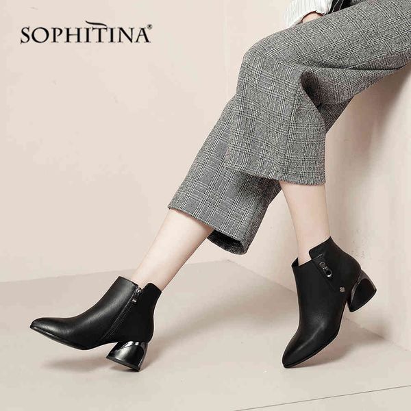 sophitina pointed toe boots genuine leather fashion zipper comfortable round women's elegant ankle boots po221 210513, Black
sophitina pointed toe boots genuine leather fashion zipper comfortable round women's elegant ankle boots po221 210513, Black