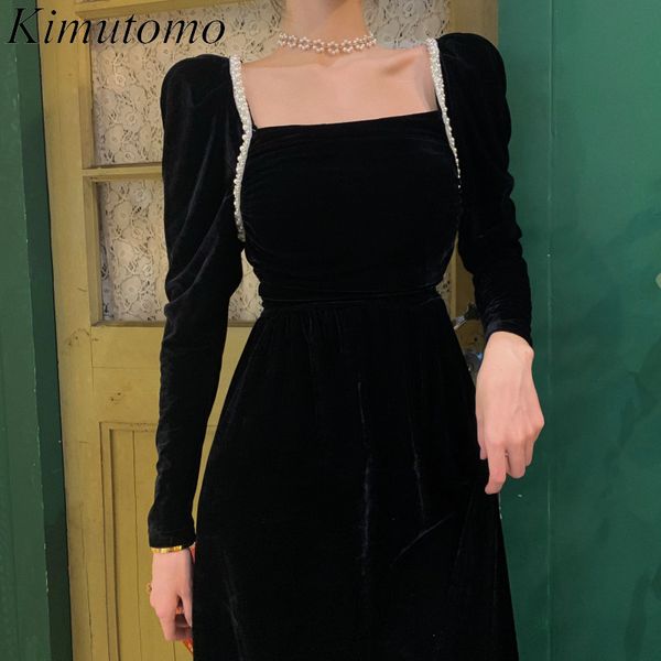 kimutomo vintage beading square collar dress women chic fashion long sleeve backless slim waist a-line velvet vestido de mujer 210521, Black;gray
kimutomo vintage beading square collar dress women chic fashion long sleeve backless slim waist a-line velvet vestido de mujer 210521, Black;gray