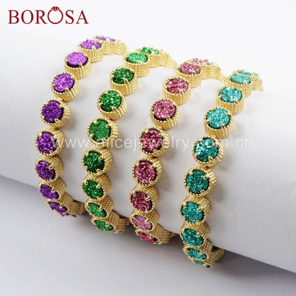 link, chain borosa jewelry 1/2pcs gold color 20-stone titanium rainbow druzy bracelets electroplated drusy bangle for women zg0354, Black
link, chain borosa jewelry 1/2pcs gold color 20-stone titanium rainbow druzy bracelets electroplated drusy bangle for women zg0354, Black