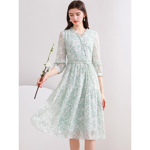 casual dresses green chiffon women dress autumn ruffle chest printed french v-neck slim sashe a-line female lady vestidos, Black;gray
casual dresses green chiffon women dress autumn ruffle chest printed french v-neck slim sashe a-line female lady vestidos, Black;gray