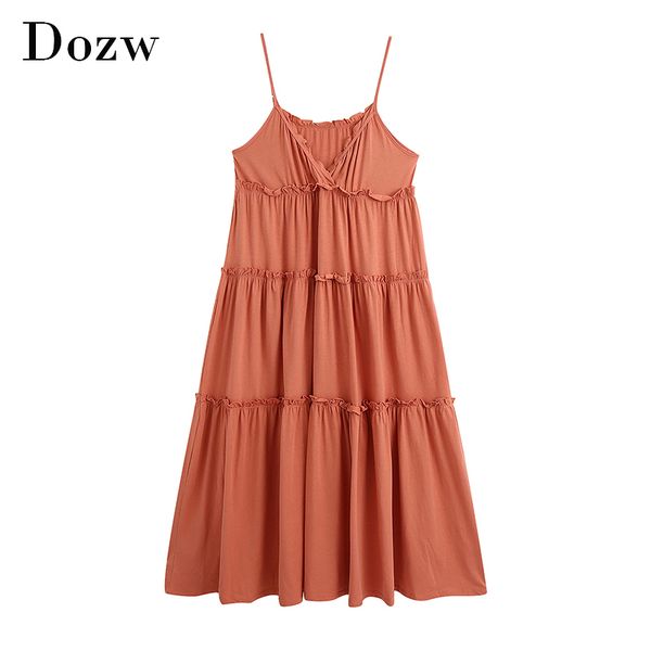 chic spaghetti strap pink ruffled dress women summer casual sleeveless cotton long dress solid v neck midi beach dresses 210414, Black;gray
chic spaghetti strap pink ruffled dress women summer casual sleeveless cotton long dress solid v neck midi beach dresses 210414, Black;gray