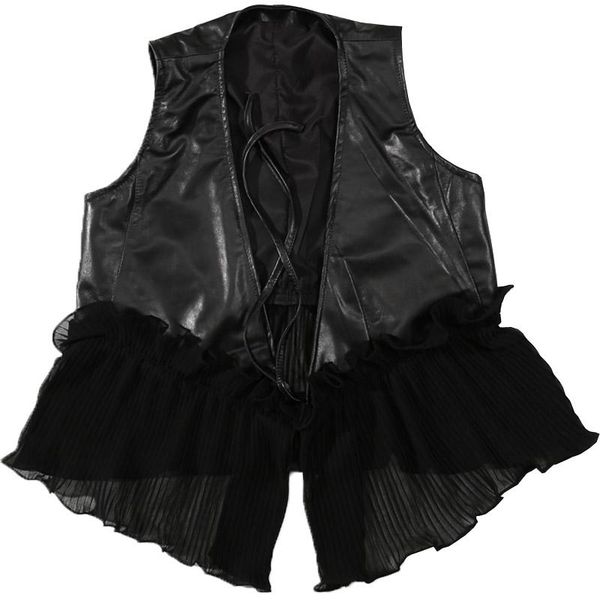 women's vests autumn 2021 fashion genuine leather lace stitching casual v-neck sleeveless jacket zipper real sheepskin women, Black;white
women's vests autumn 2021 fashion genuine leather lace stitching casual v-neck sleeveless jacket zipper real sheepskin women, Black;white