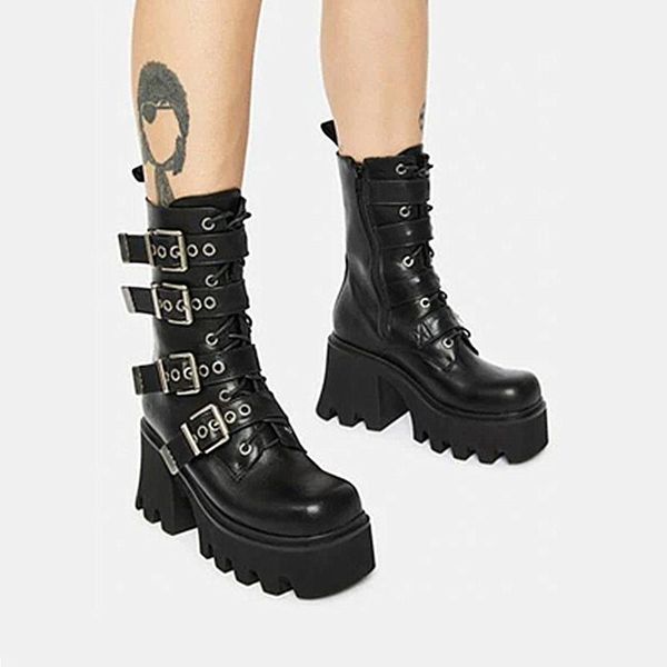 boots 2021 autumn winter gothic mid calf ladies fashion belt buckle platform motorcycle lady zipper round toe women shoes, Black
boots 2021 autumn winter gothic mid calf ladies fashion belt buckle platform motorcycle lady zipper round toe women shoes, Black