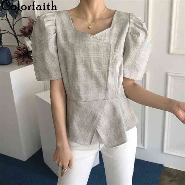 women's summer blouses shirts square collar puff sleeve irregular plaid split checkered short bl1157 210427, White
women's summer blouses shirts square collar puff sleeve irregular plaid split checkered short bl1157 210427, White