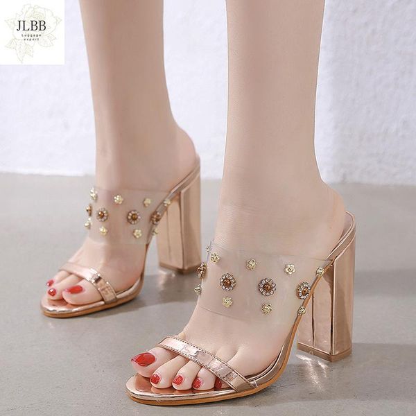 gold slippers ladies clear pvc jelly narrow band high heels flower jewelry summer women sandals peep-toe chunky-heel, Black
gold slippers ladies clear pvc jelly narrow band high heels flower jewelry summer women sandals peep-toe chunky-heel, Black