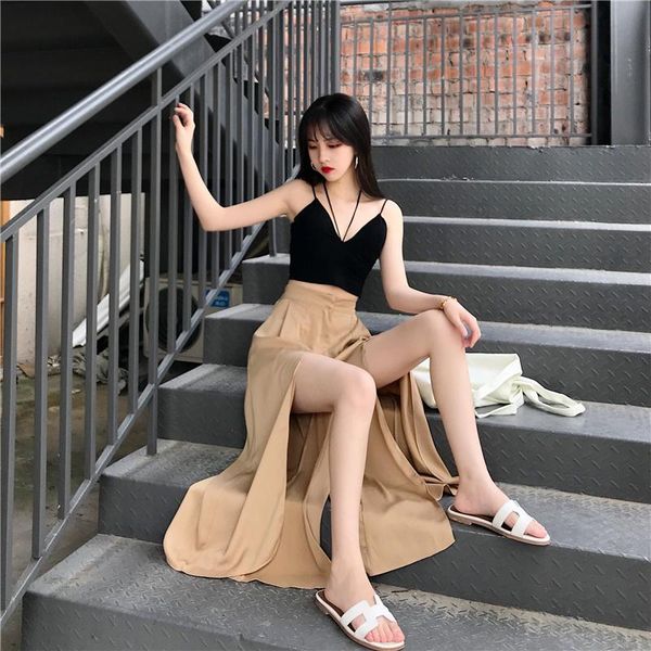 women's shorts summer women holiday skirts chiffon split black khaki high street pleated waist female fashion short, White;black
women's shorts summer women holiday skirts chiffon split black khaki high street pleated waist female fashion short, White;black
