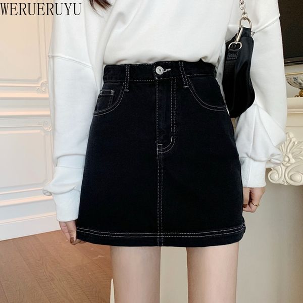 werueruyu women denim mini skirt fashion autumn high waist korean black skirt package hip jeans harajuku 210608
werueruyu women denim mini skirt fashion autumn high waist korean black skirt package hip jeans harajuku 210608