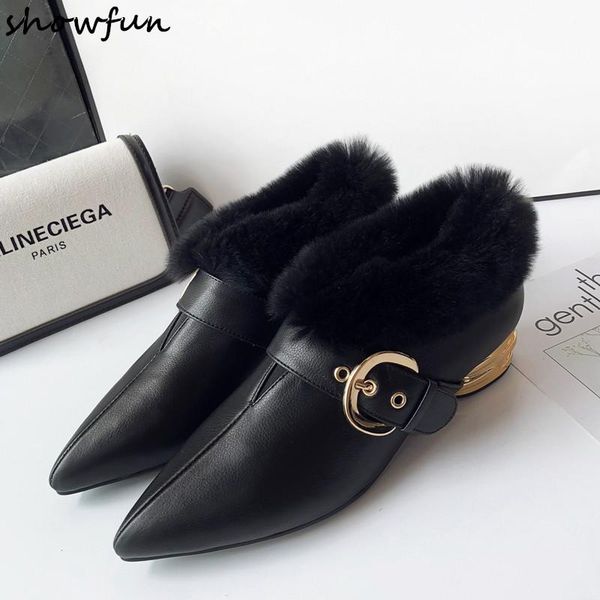 dress shoes plus size 33-40 women's genuine leather metal buckle slip-on pumps brand designer pointed toe retro fur female low heel, Black
dress shoes plus size 33-40 women's genuine leather metal buckle slip-on pumps brand designer pointed toe retro fur female low heel, Black