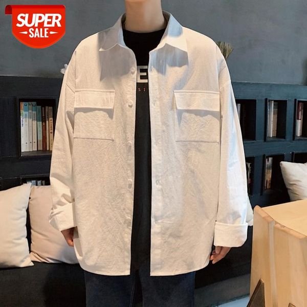 2020 men's pocket decorate solid color long sleeve coats fashion cotton clothing brand french cuff white/green/black shirts #nc1y, White;black 
2020 men's pocket decorate solid color long sleeve coats fashion cotton clothing brand french cuff white/green/black shirts #nc1y, White;black